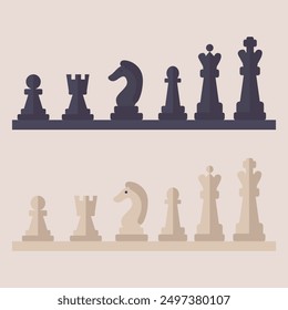 Flat simple chess pieces icon illustration set.