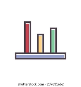 Flat simple colored icon (business, graphic, infographic, diagram, ranking), vector illustration