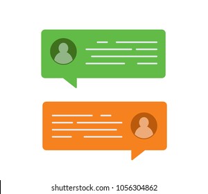 Flat simple colourful mobile app chat speech bubbles in vector graphics
