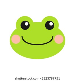 Flat simple cute cartoon frog face. Suitable for greeting cards, invitations, posters, printing paper, etc.