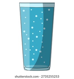 Flat Simple Drink Water Glass Refreshment Cold Liquid Illustration