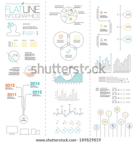 Flat and simple easy colorful outline vector infographic elements 