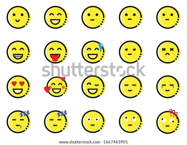 Flat Simple Emoji Icon Sett Stock Vector (Royalty Free) 1667463901 ...