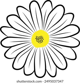 Flat, simple flower outline vector.
