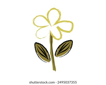 Flat, simple flower outline vector.