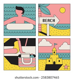 Flat Simple Geometric Beach Elements Texture
