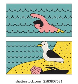 Flat Simple Geometric Beach Elements Texture