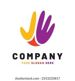Design de logotipo de mão simples plana
