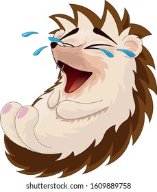 Flat simple happy laughing hedgehog