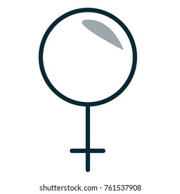 Flat simple icon with female sign. Thin black lines with rounded end. Symbol of sex and love. Ideal for illustrations, logo or websites for couples or medical.