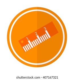 Flat simple icon ruler on a red circle. It is easy to change the shape and color. Vector illustration