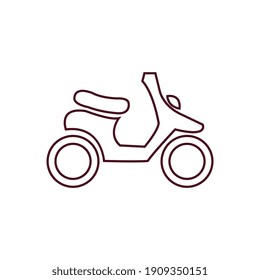 Icono simple plano de scooter sobre ilustración vectorial de fondo blanco