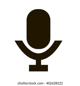 Flat simple icon symbol logo of black retro microphone isolated on white background/ vector eps 8