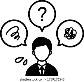 Flat simple icon of worries.