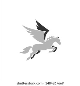 flat simple illustration Pegasus mascot logo design template. animal icon or sticker inspiration