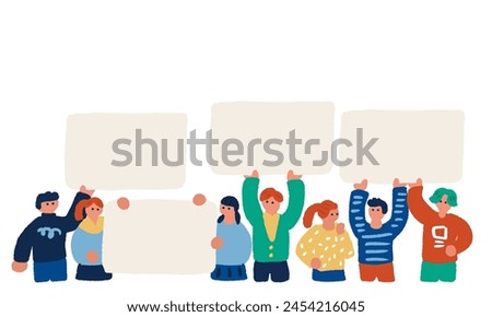 Flat and simple illustration of people with boards