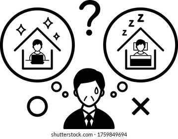 Flat and simple illustration of remote work