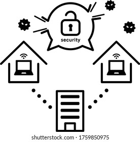 Flat and simple illustration of remote work