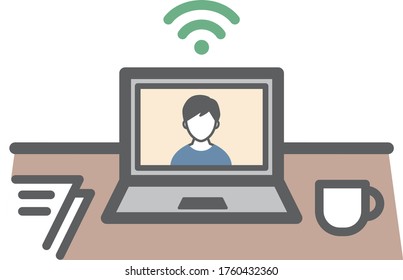 Flat and simple illustration of remote work