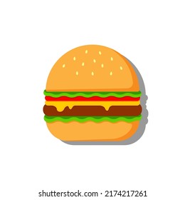 Flat simple image of a burger. Vector color illustration