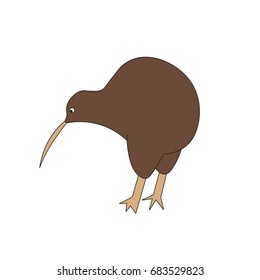 Flat simple kiwi isolated on white background.  