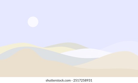 plana simples paisagem cores suaves com montanhas vetor fundo  