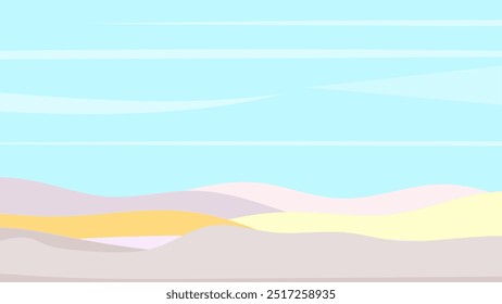 flat simple  landscape soft colors with mountains vector background  