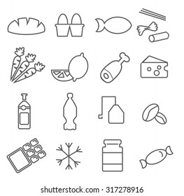 Flat simple line category of product icon supermarket. Food section.