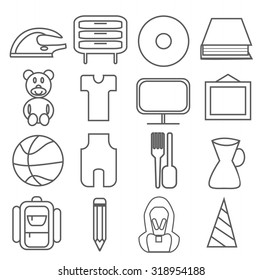 Flat simple line category of product icon supermarket. Product section.