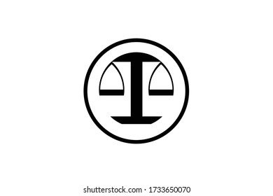Flat simple logo of Balance Scale representation to justice legal lawyer company or equivalence law