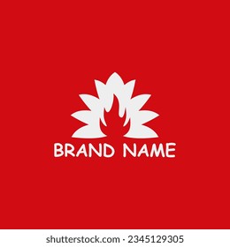 Flat and simple logo of flame and flower background. Suitable for all types of businesses, especially in the culinary field.