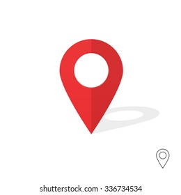 Flat simple marker with map vector icon template design colorful. Modern plan pointer banner logo template. GPS Navigation system pin illustration on gray background. Mobile application sign.