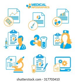 Flat Simple Medical Info graphics vector Elements icons illustration on white part 2