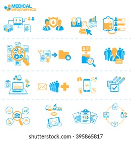 Flat Simple Medical Info graphics vector Elements icons illustration on white