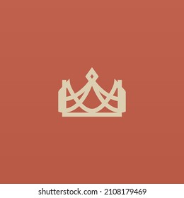Flat  Simple and Minimalist Elegant Crown Logo Design Concept Vector