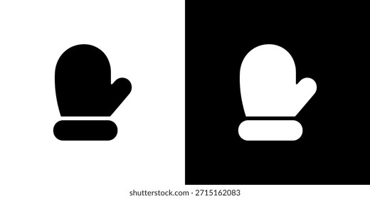 Flat Simple Mitten Icon Winter Season Clothing Glyph Illustration