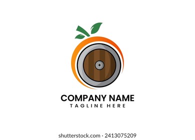 Icono de símbolo de escudo de fruta simple plana plantilla de diseño de vector ilustración