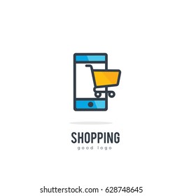 Flat Simple Online Shopping  Icon Logo Design