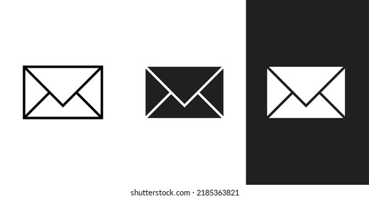  iconos planos de sobres de papel simple en 3 formas.