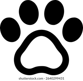 A flat, simple paw print icon, suitable for animal-related applications, likely depicting a cat's paw. Clean and minimalist design.