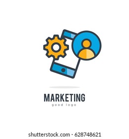 Flat Simple Phone User Setting Icon Logo Design