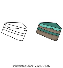 flat simple piece of cake illustration . dessert for party, menu, birthday, celebration 
