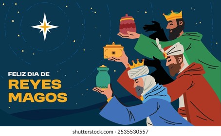 Plano e simples Reyes Magos ou três reis ilustração