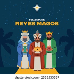 Flat and simple Reyes Magos or three kings illustration