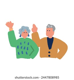 Flat and simple senior illustration set