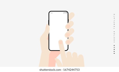 Flat simple smartphone mockup template for mobile app showcase. Full editable vector design elements for mobile application presentation.