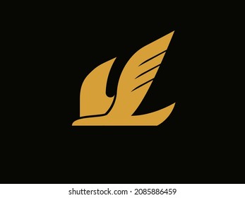 Flat and simple style, eagle-shaped logo design, bird flying action graphics.