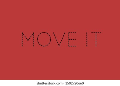 flat simple trendy outline with the inscription Move it. logo graphic banner design vector illustration isolated on red