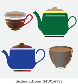 Flat Simple Vector Art Of Tea Set