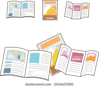 Flat and simple vector illustrations for catalogs, pamphlets, and flyers.